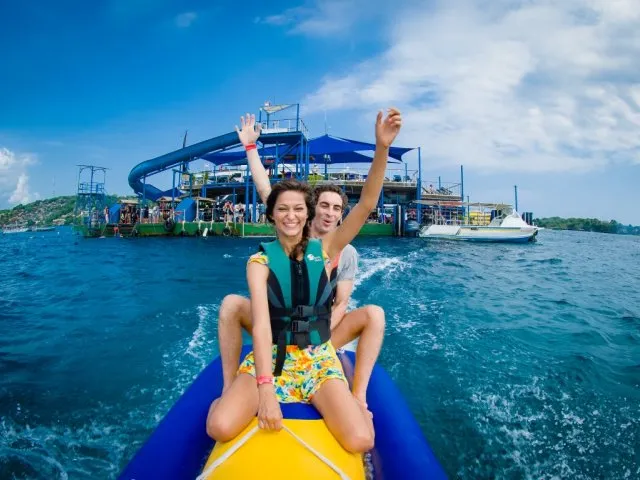 Riding Banana boat in the coast of Nusa Lembongan